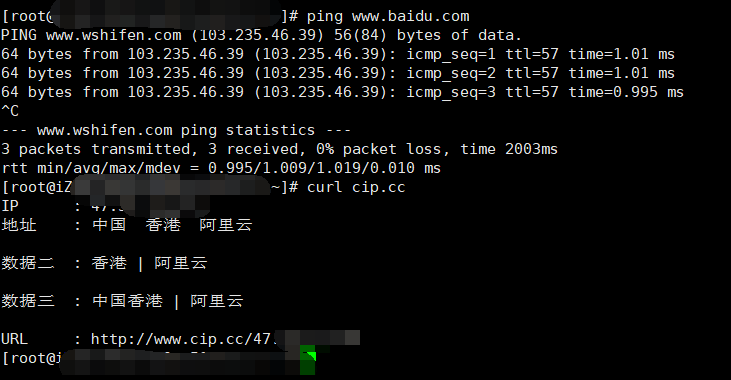 命令行下利用 CURL 查公网 IP